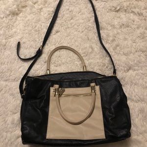 Blue and cream handbag